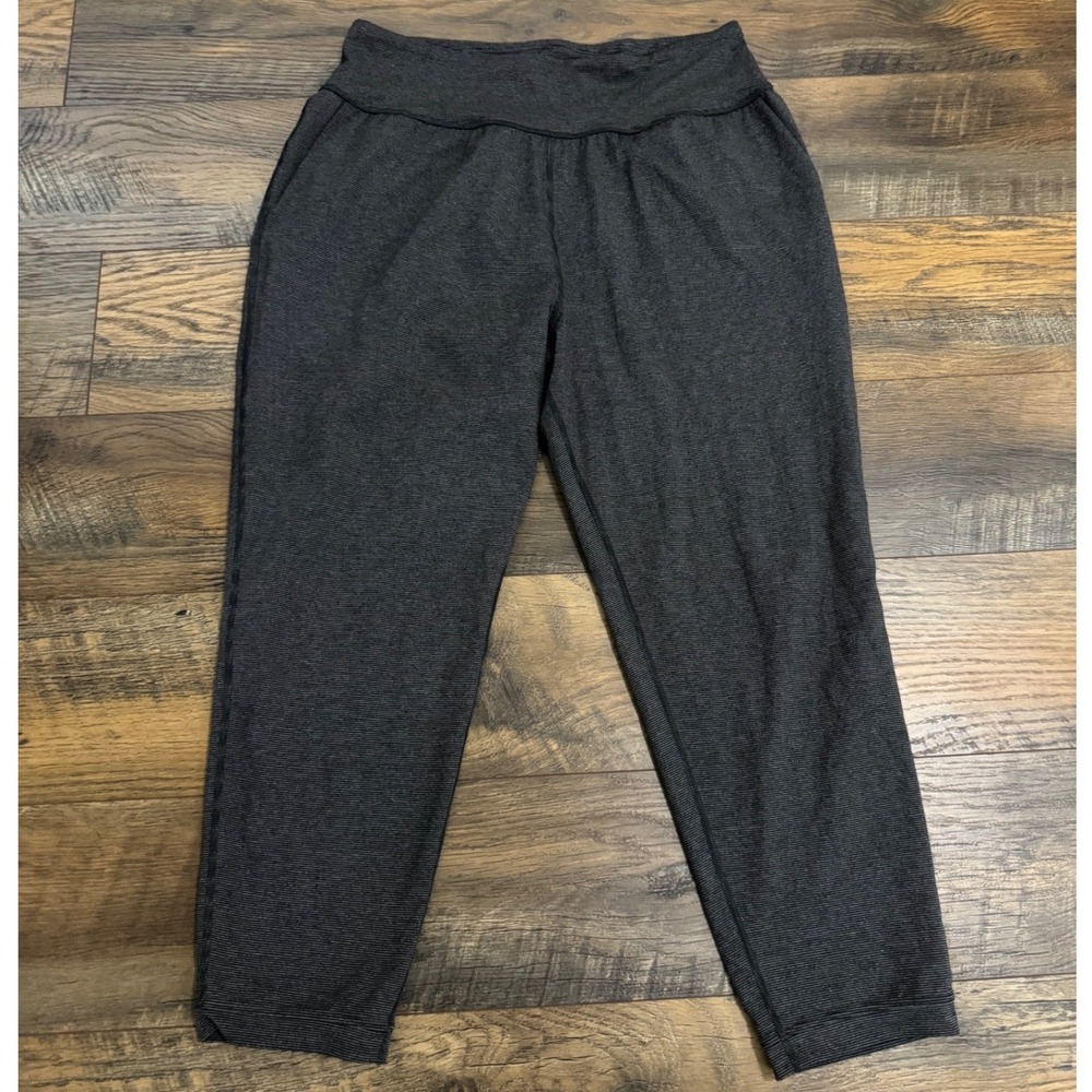 Prana Women's Jogger Pants Size M Gray Striped Stretch Casual Lounge Pockets